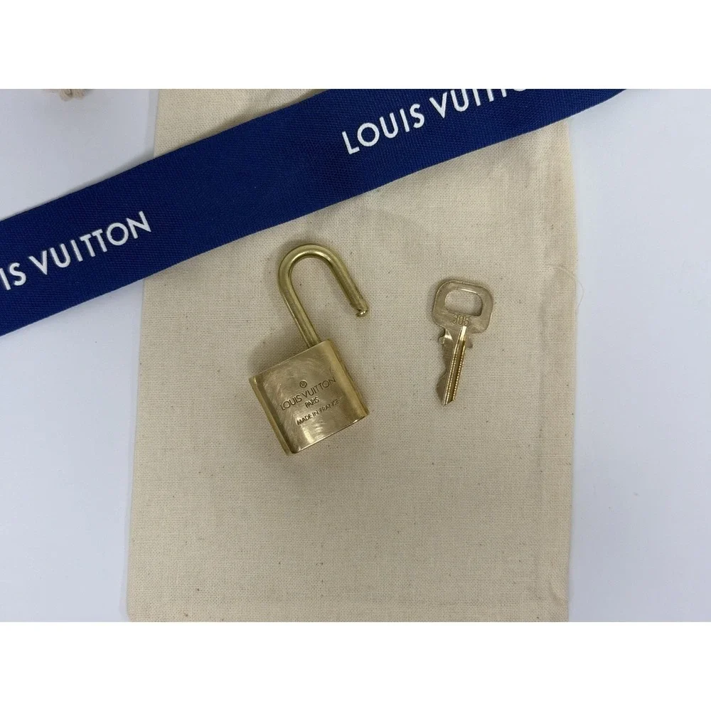 Louis Vuitton Gold Padlock and Key Set with Dust Bag #305